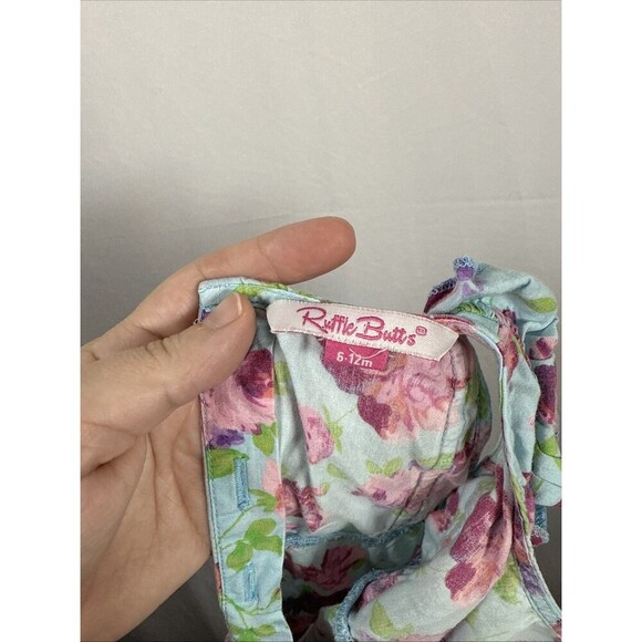 Ruffle Butts Blue Floral Romper Size 6-12 M Preowned - Picture 9 of 11